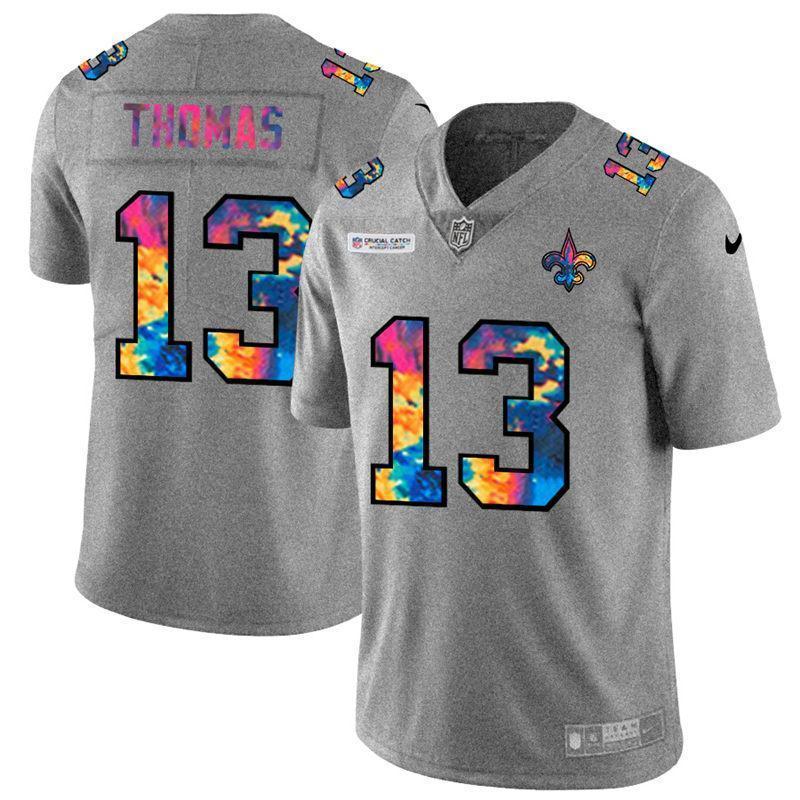 New Orleans Saints #13 Michael Thomas Nike Multi-Color 2020 NFL Crucial Catch NFL Jersey Greyheather