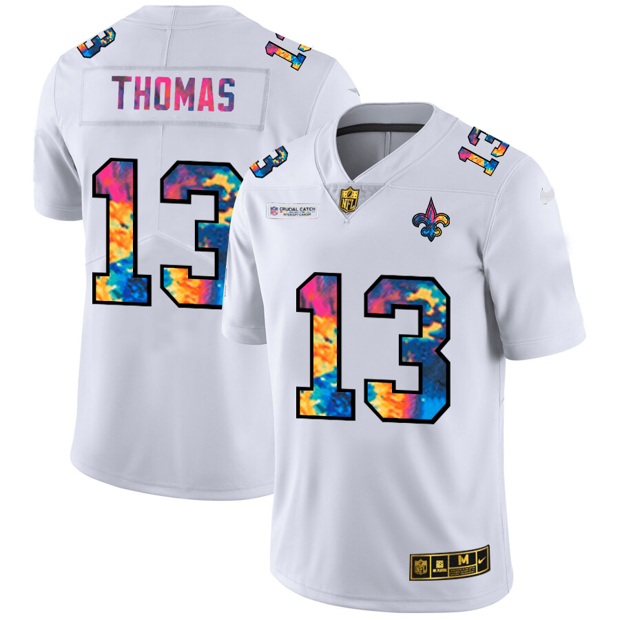 New Orleans Saints #13 Michael Thomas White Nike Multi-Color 2020 NFL Crucial Catch Limited NFL Jersey