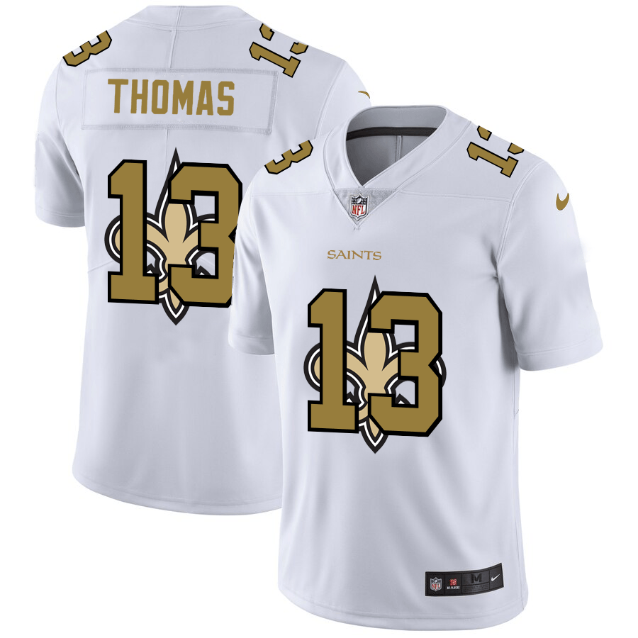 New Orleans Saints #13 Michael Thomas White Nike Team Logo Dual Overlap Limited NFL Jersey