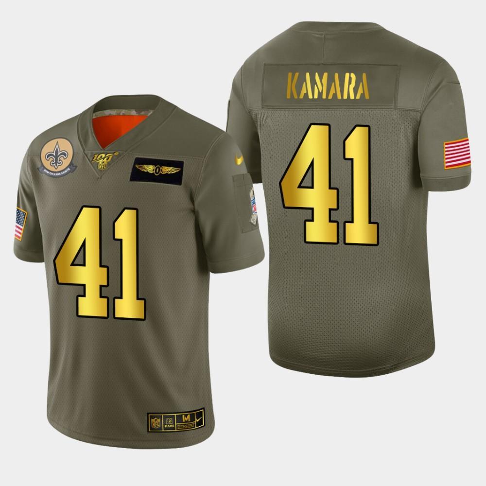 New Orleans Saints #41 Alvin Kamara Nike Olive Gold 2019 Salute To Service Limited NFL 100 Jersey