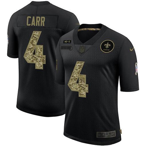 New Orleans Saints #4 Derek Carr Nike 2020 Salute To Service Camo Limited NFL Jersey Black