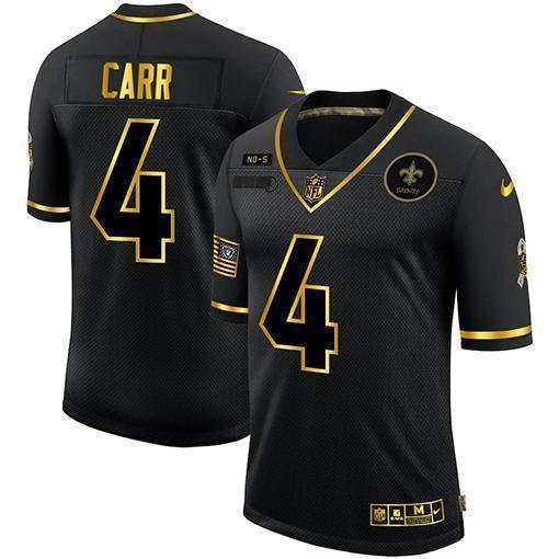 New Orleans Saints #4 Derek Carr Nike 2020 Salute To Service Golden Limited NFL Jersey Black