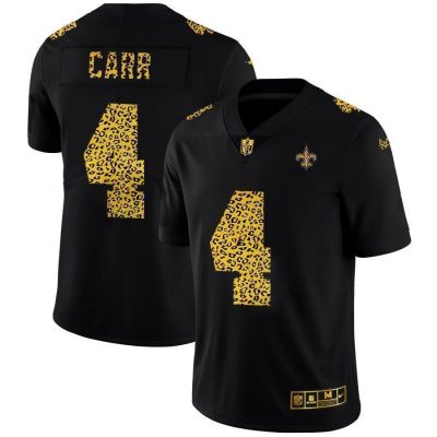New Orleans Saints #4 Derek Carr Nike Leopard Print Fashion Vapor Limited NFL Jersey Black