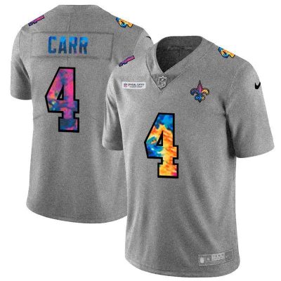 New Orleans Saints #4 Derek Carr Nike Multi-Color 2020 NFL Crucial Catch NFL Jersey Greyheather