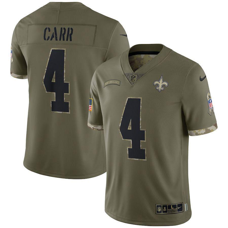 New Orleans Saints #4 Derek Carr Nike 2022 Salute To Service Limited Jersey - Olive