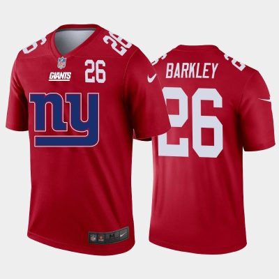 New York Giants #26 Saquon Barkley Red Men's Nike Big Team Logo Player Vapor Limited NFL Jersey
