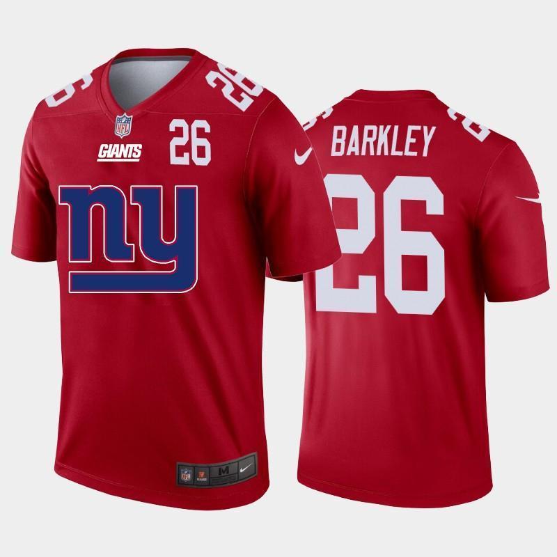 New York Giants #26 Saquon Barkley Red Men's Nike Big Team Logo Player Vapor Limited NFL Jersey