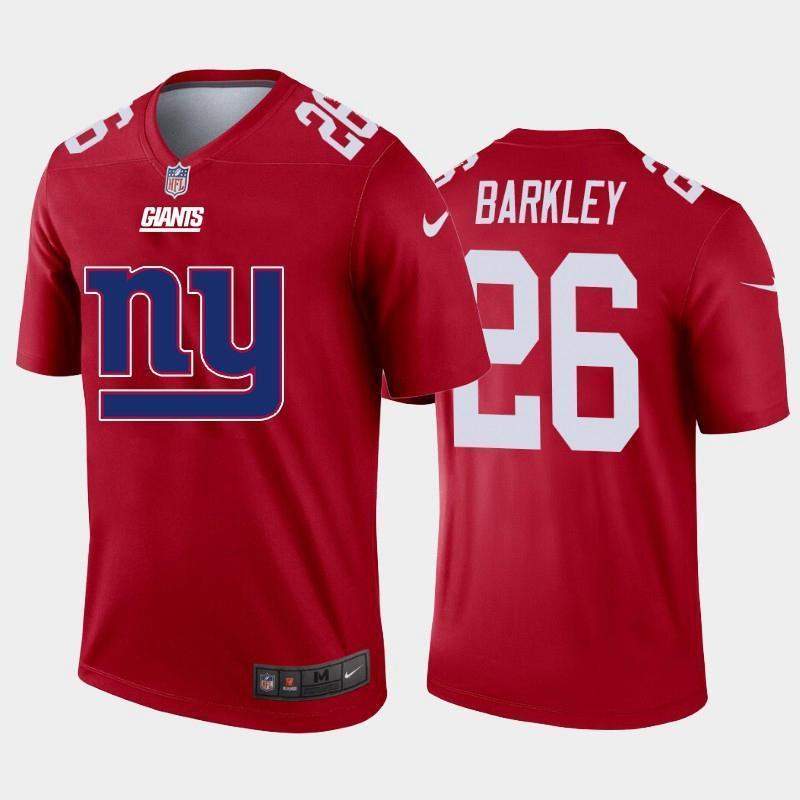 New York Giants #26 Saquon Barkley Red Men's Nike Big Team Logo Vapor Limited NFL Jersey