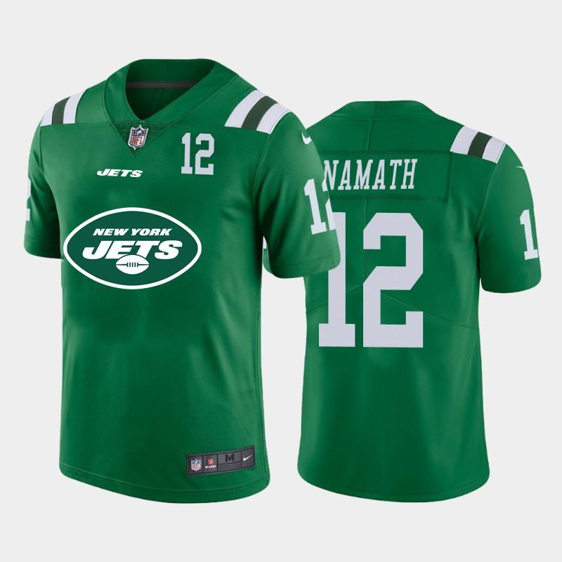 New York Jets #12 Joe Namath Green Nike Big Team Logo Player Vapor Limited NFL Jersey