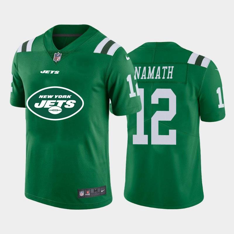 New York Jets #12 Joe Namath Green Nike Big Team Logo Vapor Limited NFL Jersey