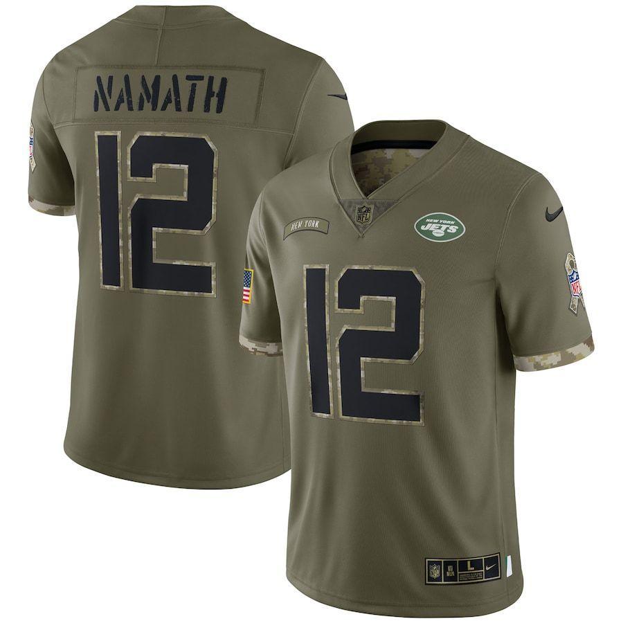 New York Jets #12 Joe Namath Nike 2022 Salute To Service Limited Jersey - Olive