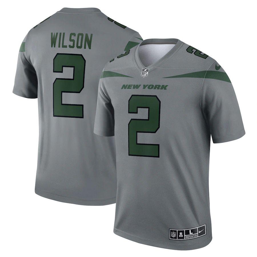 New York Jets #2 Jets Zach Wilson Nike Gray Inverted Legend Jersey