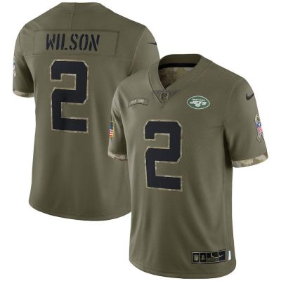 New York Jets #2 Zach Wilson Nike 2022 Salute To Service Limited Jersey - Olive