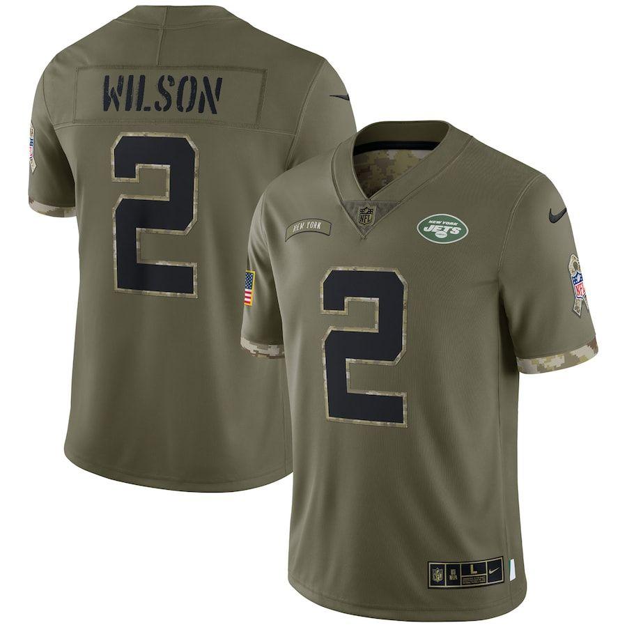 New York Jets #2 Zach Wilson Nike 2022 Salute To Service Limited Jersey - Olive