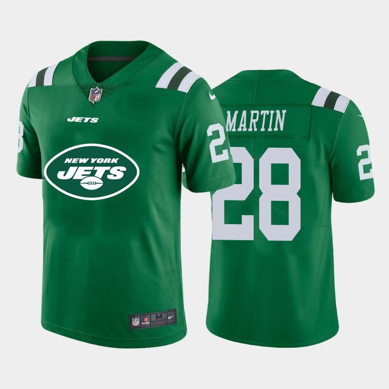 New York Jets #28 Curtis Martin Green Nike Big Team Logo Vapor Limited NFL Jersey