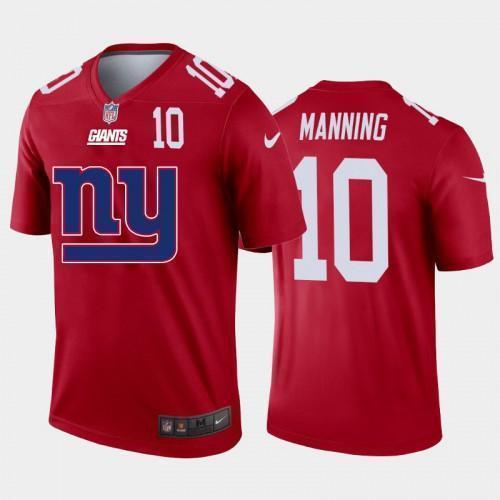 New York New York Giants #10 Eli Manning Red Men's Nike Big Team Logo Player Vapor Limited NFL Jersey Men's