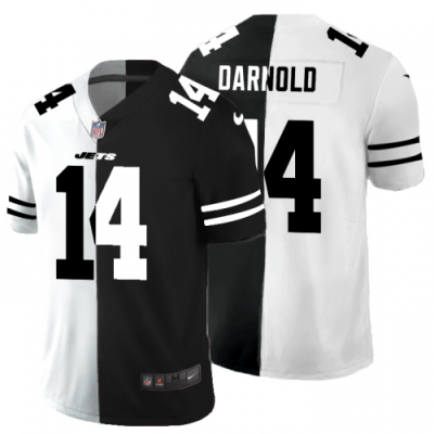 New York New York Jets #14 Sam Darnold Black V White Peace Split Nike Vapor Untouchable Limited NFL Jersey