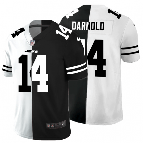 New York New York Jets #14 Sam Darnold Black V White Peace Split Nike Vapor Untouchable Limited NFL Jersey