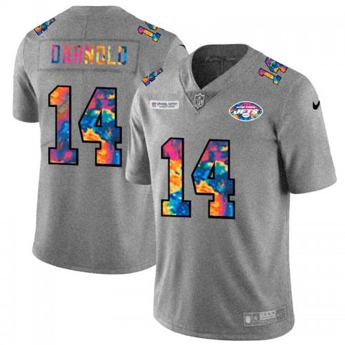 New York New York Jets #14 Sam Darnold Nike Multi-Color 2020 NFL Crucial Catch NFL Jersey Greyheather