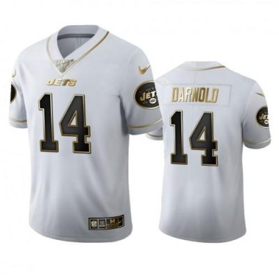 New York New York Jets #14 Sam Darnold Nike White Golden Edition Vapor Limited NFL 100 Jersey