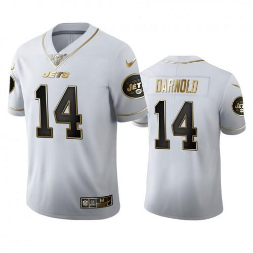 New York New York Jets #14 Sam Darnold Nike White Golden Edition Vapor Limited NFL 100 Jersey