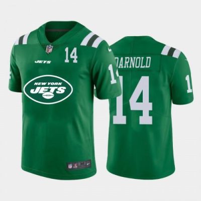 New York New York Jets #14 Sam Darnold Green Nike Big Team Logo Player Vapor Limited NFL Jersey