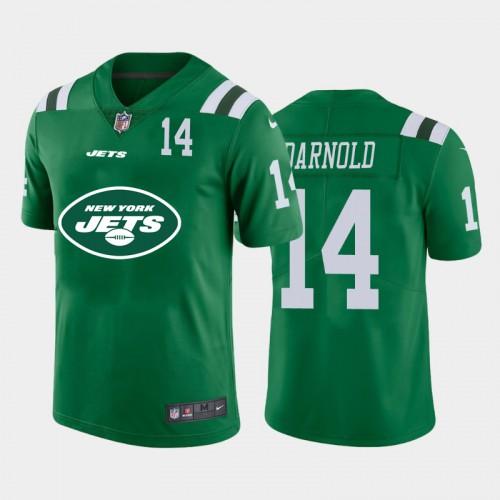 New York New York Jets #14 Sam Darnold Green Nike Big Team Logo Player Vapor Limited NFL Jersey