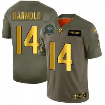 New York New York Jets #14 Sam Darnold NFL Nike Olive Gold 2019 Salute to Service Limited Jersey
