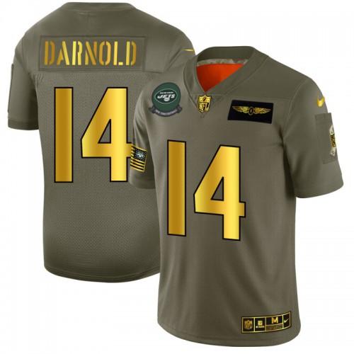 New York New York Jets #14 Sam Darnold NFL Nike Olive Gold 2019 Salute to Service Limited Jersey