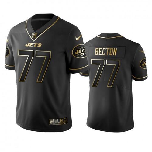 New York New York Jets #77 Mekhi Becton Nike Black Golden Edition Vapor Limited Jersey