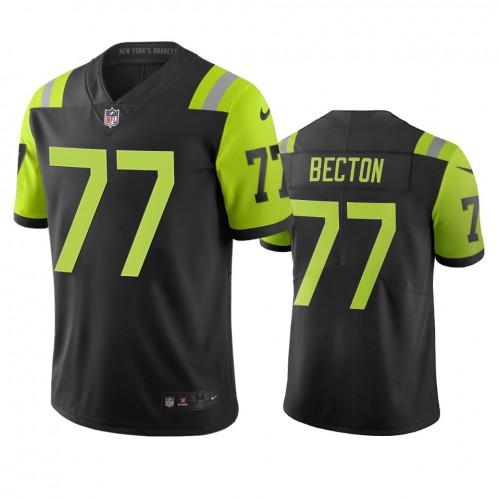 New York New York Jets #77 Mekhi Becton Nike Black Green City Edition Vapor Limited Jersey
