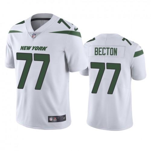New York New York Jets #77 Mekhi Becton Nike White 2020 NFL Draft Vapor Limited Jersey