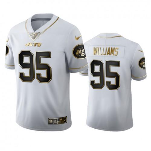New York New York Jets #95 Quinnen Williams Nike White Golden Edition Vapor Limited NFL 100 Jersey