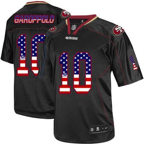 Nike 49ers #10 Jimmy Garoppolo Black Stitched NFL Elite USA Flag Fashion Jersey
