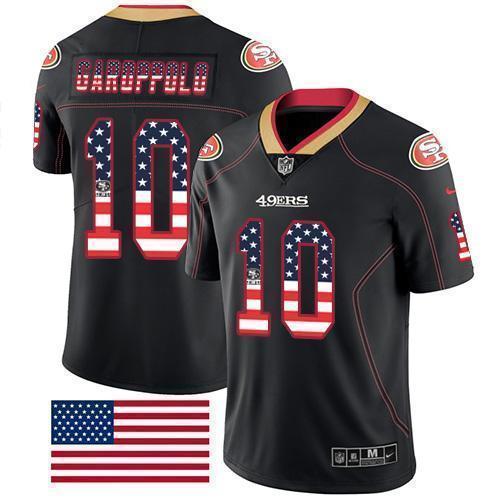 Nike 49ers #10 Jimmy Garoppolo Black Stitched NFL Limited Rush USA Flag Jersey