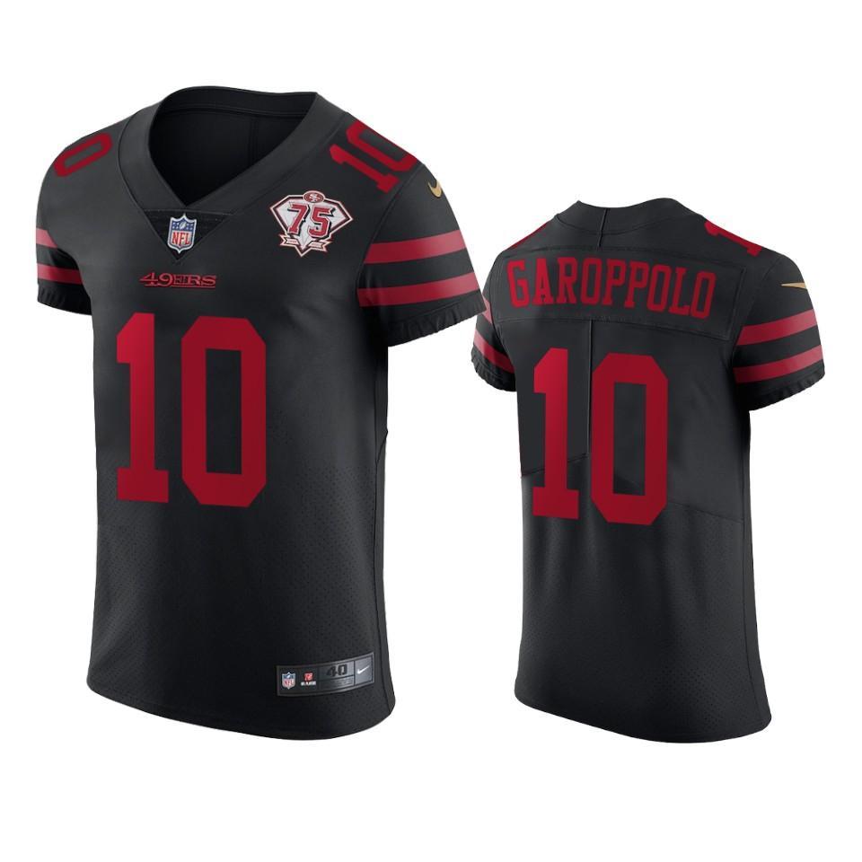 Nike 49ers #10 Jimmy Garoppolo Black Alternate 75th Anniversary Stitched NFL Vapor Untouchable Elite Jersey