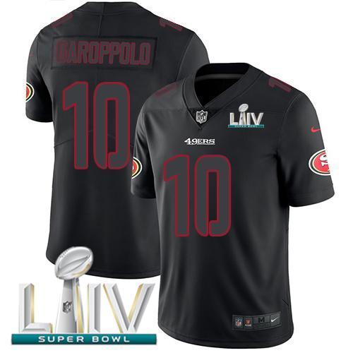 Nike 49ers #10 Jimmy Garoppolo Black Super Bowl LIV 2020 Stitched NFL Limited Rush Impact Jersey
