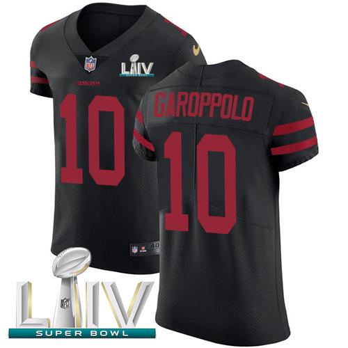 Nike 49ers #10 Jimmy Garoppolo Black Super Bowl LIV 2020 Alternate Stitched NFL Vapor Untouchable Elite Jersey