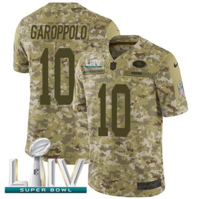 Nike 49ers #10 Jimmy Garoppolo Camo Super Bowl LIV 2020 Stitched NFL Limited 2018 Salute To Service Jersey
