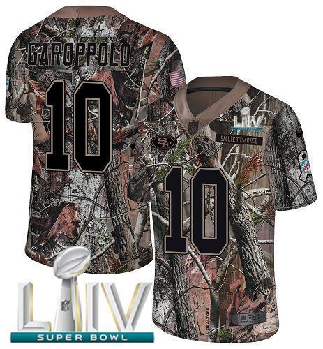 Nike 49ers #10 Jimmy Garoppolo Camo Super Bowl LIV 2020 Stitched NFL Limited Rush Realtree Jersey