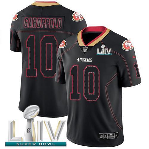 Nike 49ers #10 Jimmy Garoppolo Lights Out Black Super Bowl LIV 2020 Stitched NFL Limited Rush Jersey