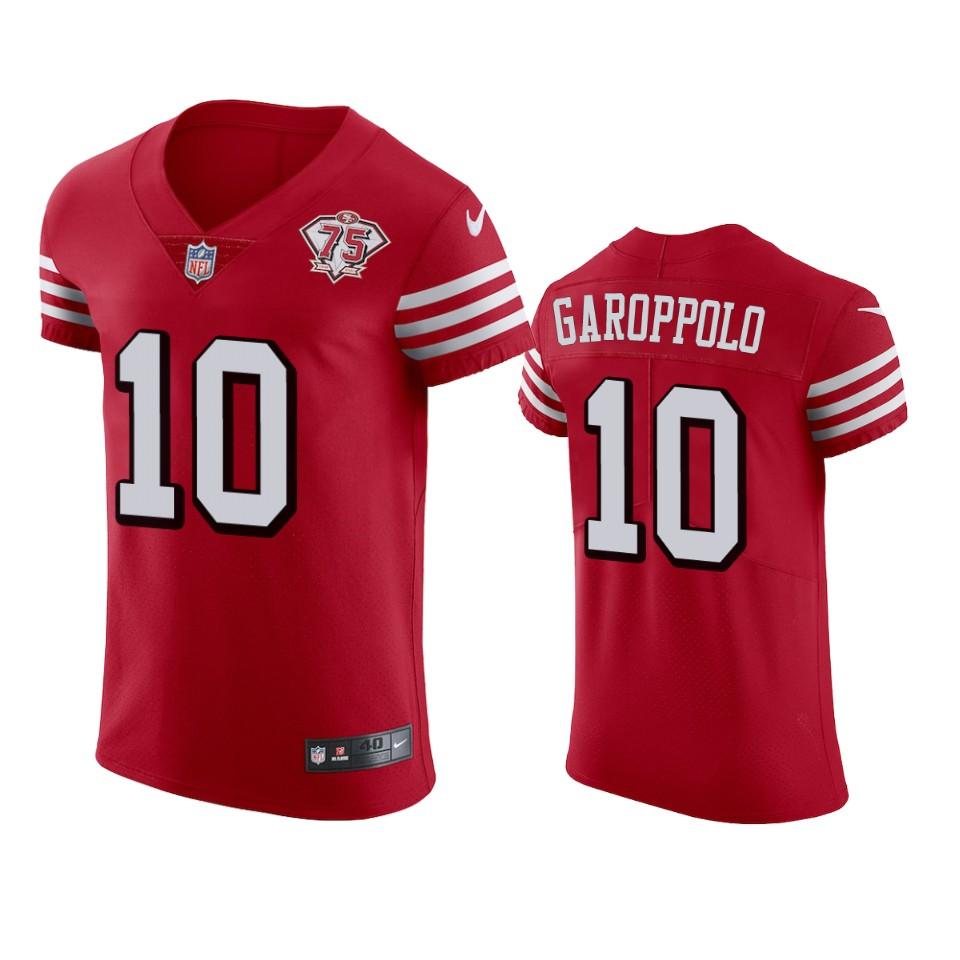 Nike 49ers #10 Jimmy Garoppolo Red Rush 75th Anniversary Stitched NFL Vapor Untouchable Elite Jersey