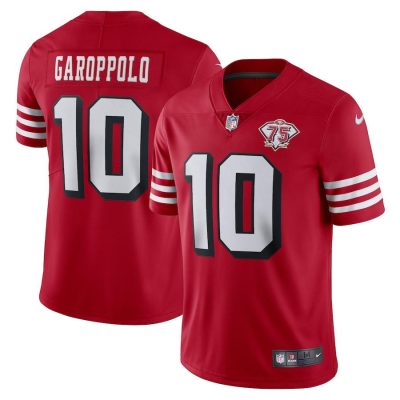 Nike 49ers #10 Jimmy Garoppolo Red Rush 75th Anniversary Stitched NFL Vapor Untouchable Limited Jersey
