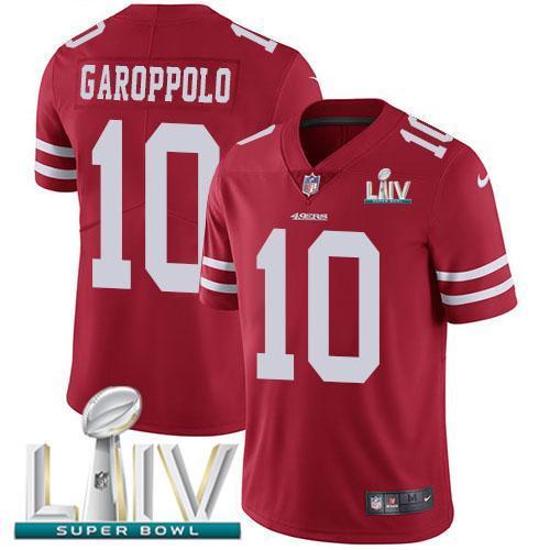 Nike 49ers #10 Jimmy Garoppolo Red Super Bowl LIV 2020 Team Color Stitched NFL Vapor Untouchable Limited Jersey