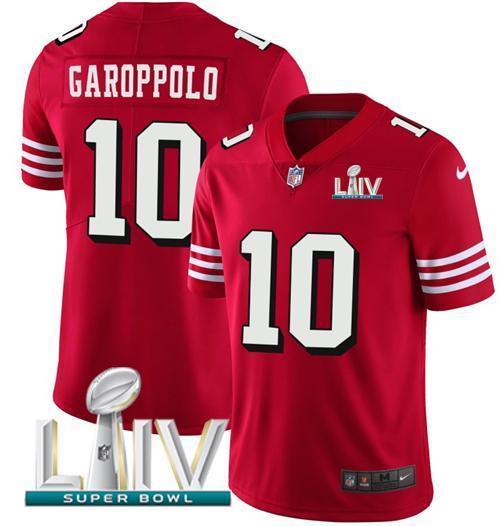 Nike 49ers #10 Jimmy Garoppolo Red Super Bowl LIV 2020 Team Color Stitched NFL Vapor Untouchable Limited II Jersey
