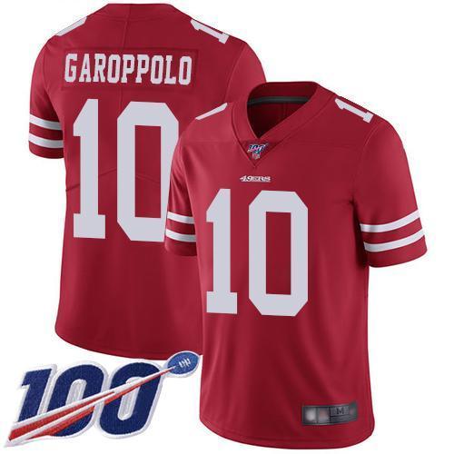 Nike 49ers #10 Jimmy Garoppolo Red Team Color Stitched NFL 100th Season Vapor Limited Jersey
