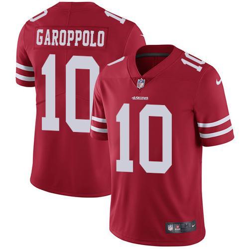 Nike 49ers #10 Jimmy Garoppolo Red Team Color Stitched NFL Vapor Untouchable Limited Jersey