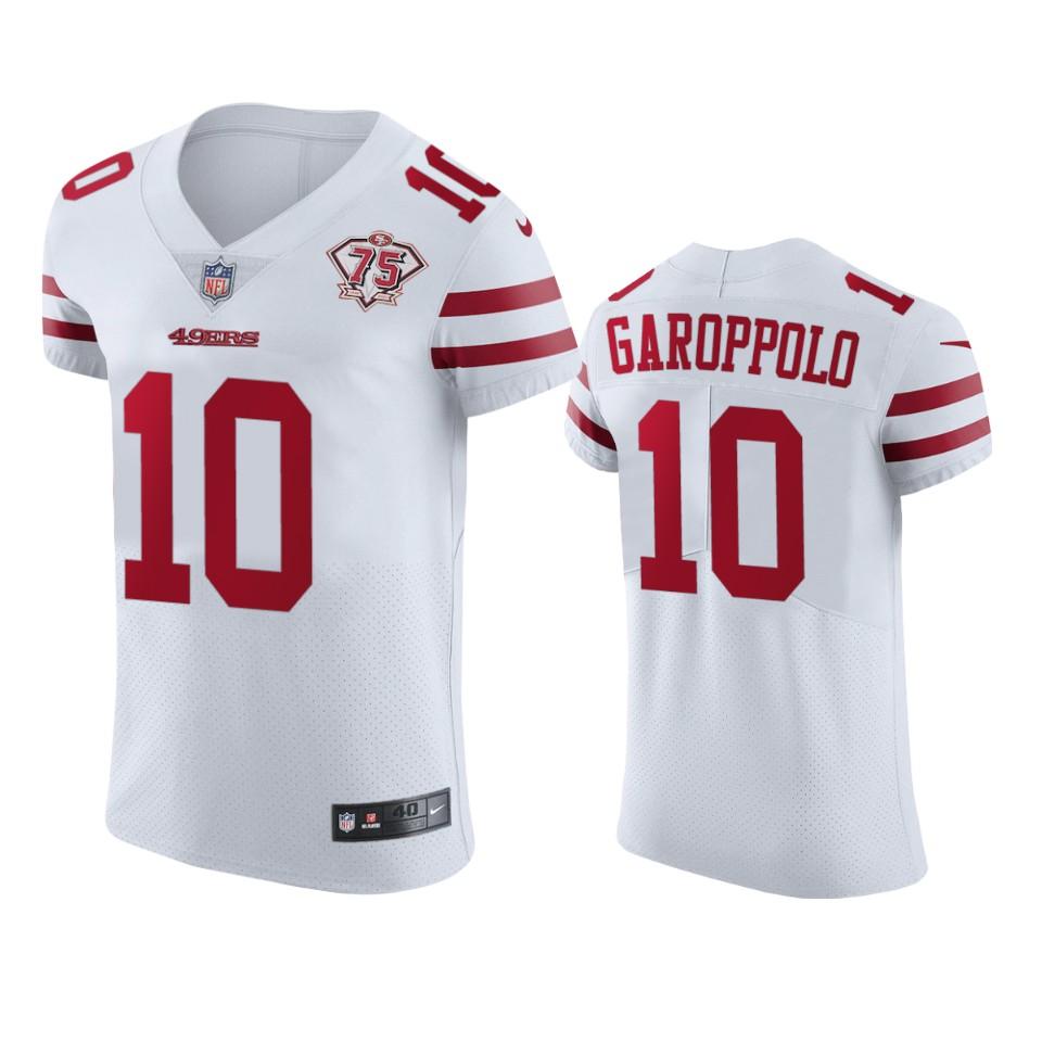 Nike 49ers #10 Jimmy Garoppolo White 75th Anniversary Stitched NFL Vapor Untouchable Elite Jersey