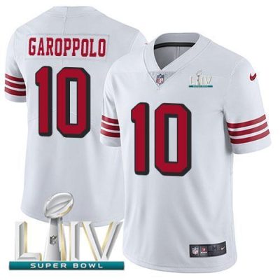 Nike 49ers #10 Jimmy Garoppolo White Super Bowl LIV 2020 Rush Stitched NFL Vapor Untouchable Limited Jersey