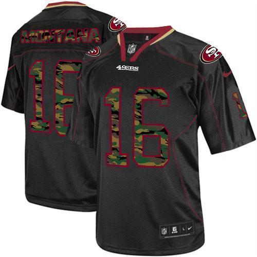 Nike 49ers #16 Joe Montana Black Stitched NFL Elite Camo Fashion Jersey